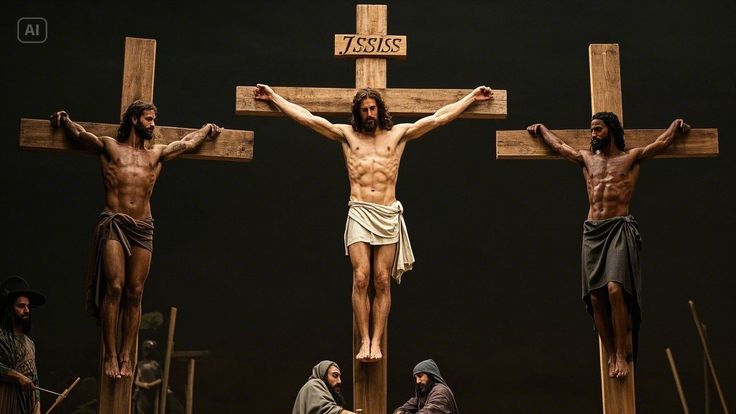 Wooden cross with dramatic sky